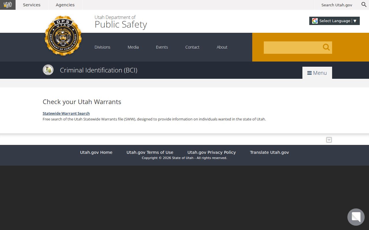 Utah Statewide Warrants public search information for Wasatch County warrant records
